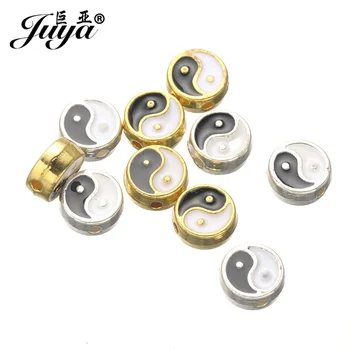 JUYA 30 mm 8 mm de Oro/Tai Chi Patrón de Aleación de Zinc Espaciador Perlas Para la Pulsera del Collar de la Joyería de BRICOLAJE Accesorios para la elaboración de Mayorista