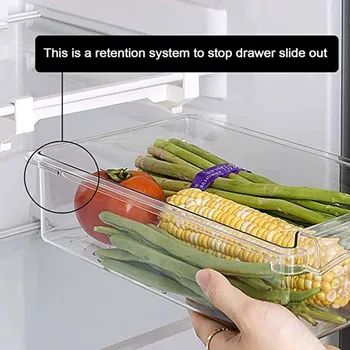 La comida Organizador Refrigerador Fresco de mantenimiento de la Caja de Accesorios de Cocina de Frutas y Verduras de la Caja de Almacenamiento extraíble de Plástico Transparente