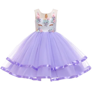 2019 Pascua Vestido de las Niñas 2Pcs Niños Vestidos Para Niñas Unicornio Niño pequeño Vestido de Fiesta de Cosplay de la Princesa Vestidos de 3 a 12 Años