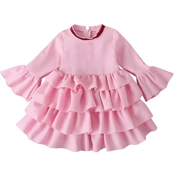 El otoño de las Niñas de Bebé Vestido de Fiesta 2020 Sólido de color Rosa Niña de Vestido de Noche Para una Boda de Cumpleaños de los Niños Capas de Vestidos Para 1-6Y Chica de la Ropa