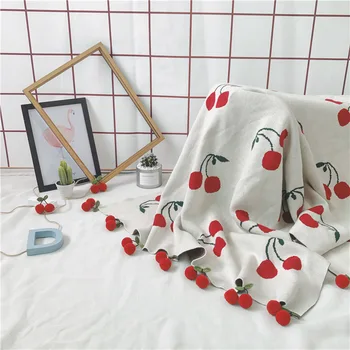COMPLEMENTOS de diseño creativo de Fresa/la Cereza de jacquard de algodón patrón de tejidos de punto manta puro estilo pastoral de la mejor navidad de regalo