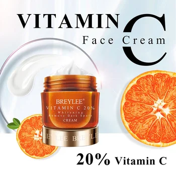 BREYLEE Vitamina C Blanqueamiento Crema Facial Fade Quitar las Pecas, Manchas de Melanina Removedor de Brightening Moisturizing Face Cream