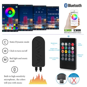 Tira de LED de Bluetooth y Sincronización de Música RGB Luces de la Sala de 12V SMD5050 2835 5M 10M 15M Smart Phone+Control Remoto Tiras de Luz LED