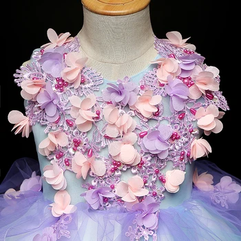 Púrpura de Niña de las Flores Vestidos de Bodas de Bola del Vestido del Desfile de la Muchacha de la Princesa Vestido de Niña de Vestido de Fiesta Ropa para niños 2-13 años