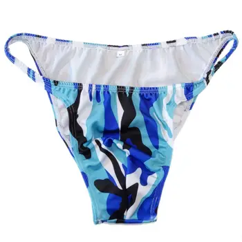 Mens Cadena de Bikini de rayas Jersy Spandex de nylon G3774 Cintura Estrecha Impreso traje de baño de Tela de Camuflaje