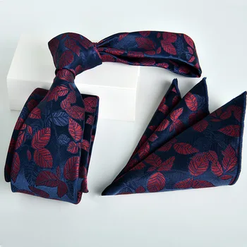 Corbata pañuelo de bolsillo de los hombres de rayas 7cm2 pieza traje de corbata