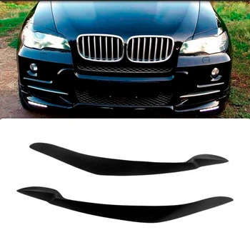 BMW X5 E70 2007-2013 Negro Brillante etiqueta Engomada del Coche Faros Delanteros de Ceja, Párpado Cubierta de guarnición
