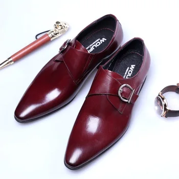 Brock Grabado de Negocios Casual Zapatos de Cuero de los Hombres de Oxford, Vestido de la Boda Zapatos de los hombres Británicos Transpirable Zapatos de Punta hjm89