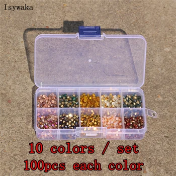 Isywaka color Dorado 10colors/set de 4 mm de Austria Perlas de Cristal Bicone de Piedra de los Resultados de Joyería de Cristal,el total de 1000pcs