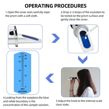De mano de alcohol Refractómetro licor probador refractómetro urinometer detector de monitor de alcohol medidor de 0-80% con ATC 40% de descuento