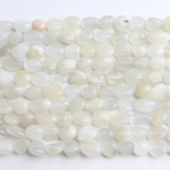 6-8mm Naturales Blancas Irregulares de piedra Luna Perlas Sueltas Espaciador Perlas Para la Joyería de BRICOLAJE Pulsera Collar De 15