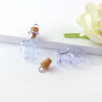 8PCS Luz Púrpura Viales de Vidrio de la Botella en Blanco Vacío que Deseen Mensaje de Botellas Con Tapón de Corcho Minúscula