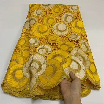 Suiza tela de encaje 2021 último Seco de encaje bordado Africano telas de algodón Suizo voile de cordón para el vestido