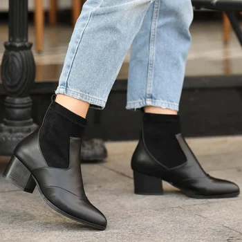 CARISSA negro y fuego de color de alta calidad de la moda de las mujeres de tobillo botas