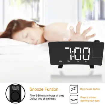 Multifuncional Proyección Reloj Despertador Con Radio Fm Digital Led Reloj Electrónico Usb Del Teléfono Móvil De Carga De Doble Reloj Despertador
