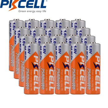 20PCS PKCELL AA 2500Mwh de la batería 1.6 v ni-zn aa batería recargable de baterías aa y 5 x AA/AAA Batería cuadro titular