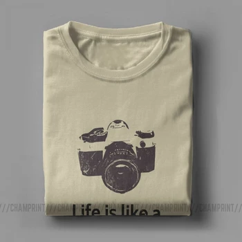 Vintage Chic Vida Es Como Una Cámara de T-Shirts para Hombres de Algodón T Camisa Fotógrafo de Manga Corta Camisetas, Además de Tamaño de la Ropa