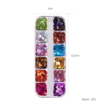 12 Colores INS Clásico de Otoño Caliente Estilo Glitter Cambio de Color de la Hoja de Arce Láser de Dos colores Delgada Lentejuelas DIY Decoraciones de Manicura