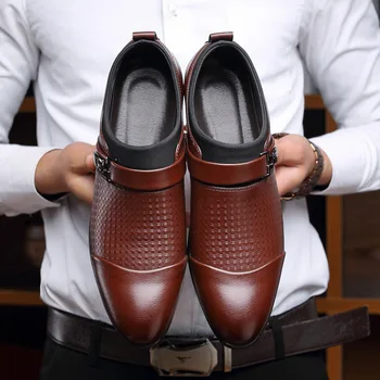Nuevo Otoño y el Invierno de Nuevos Negocios Zapatos Casuales de Inglaterra Señaló Gran Tamaño de los Hombres Zapatos de los Hombres Zapatos de Vestir de Cuero Zapatos De Hombre788