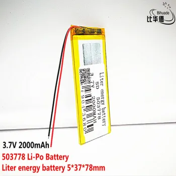 10pcs Litro de energía de la batería de Buen Qulity 3.7 V,batería de 2000mAH,503778 de Polímero de litio ion / Li-ion de la batería de JUGUETE,BANCO de POTENCIA,GPS,mp3,mp4