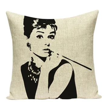 Retrato De Audrey Hepburn Almohadones Coloridos Cojines Decorativos Preciosa Funda De Cojín De Lino En Hogar Cojines Personalizados Funda De Almohada