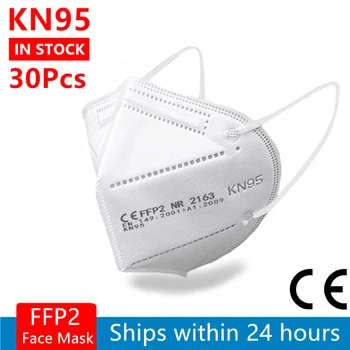 30 Piezas FFP2 la Máscara de la Cara de la CE KN95 la Boca de la Máscara de 5 Capas de Filtro de Protección de la Salud de Atención Transpirable 95% de la Mascarilla Desechable Mascarilla contra el Polvo