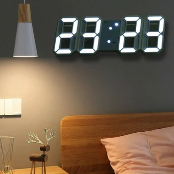 Digital Reloj de Pared 3DLED Pantalla de Alarma de los Relojes de Pared de la Oficina del Reloj de Mesa de Escritorio Reloj de Pared de Diseño Moderno Dormitorio Sala de estar Reloj