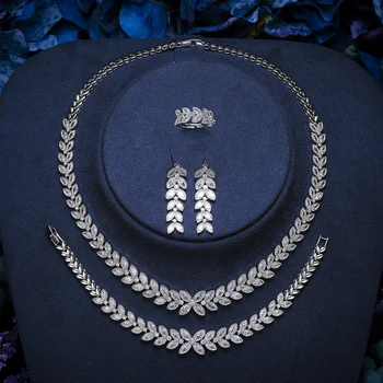 Conjuntos de joyas HADIYANA el Diseño Creativo de las Mujeres de la Boda del Partido del Collar Anillo Aretes Y Pulsera 4pcs Zirconia TZ8161 Sieradenset