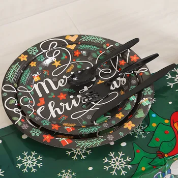 Feliz Navidad Decoración De Vajillas Mantel De La Taza De Papel De La Placa Banderín Feliz Año Nuevo A Casa Decoraciones De Fiesta De Props