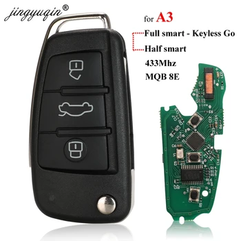 Jingyuqin para Audi A3 S3 MQB KeylessGo / Semi Inteligente de las teclas del control Remoto de 3 botones Plegable Flip Coche Smart Key Fob 433Mhz
