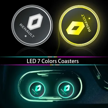 Logotipo de automóvil Electrónica Luminoso Montaña USB de Carga Automática de la Almohadilla de LED Mat para Renault Koleos Laguna Clio Megane 2 2 3 Duster, Logan Captur