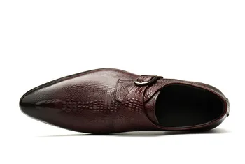 QYFCIOUFU italiano hebilla de Cuero Genuino Hombre de Oxford Zapatos de Vestir Masculina Fiesta de la Boda de la Oficina de Negro marrón Habitual Zapatos Formales