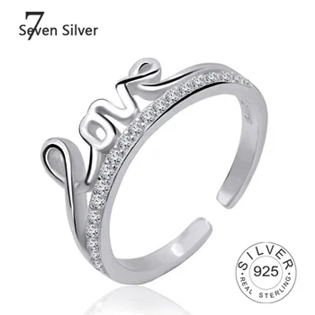 925 anillos de plata de ley para las mujeres de la vendimia de bellas jelwery Multicapa abierto ajustable de la moda de Joyería de Plata amante de la carta