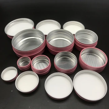 5g 10 g 15 g 25 g 30 g 50 g 60 g de Vacío de Aluminio Frasco de color Rosa Recargables Bálsamo Labial Contenedor de Crema Cosmética Metal Botellas de Envío Gratis
