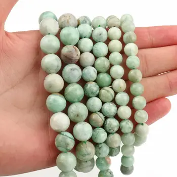 6/8/10/12mm Esmeraldas Jades Perlas Naturales de Myanmar Jades JOYA de la Energía Cuentas de Piedra para la Fabricación de la Joyería de BRICOLAJE Pulsera de Adornos de 15