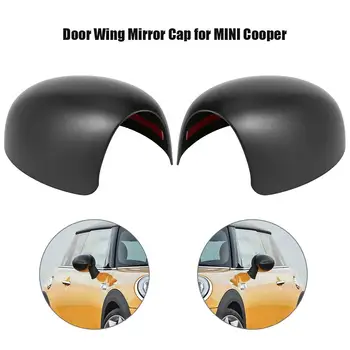 Espejo de la Vista posterior de la Cubierta del Espejo Lateral Cubre la Puerta del Ala de Tapas de Espejo para el MINI Cooper R50 R52 R53 01-06 Negro
