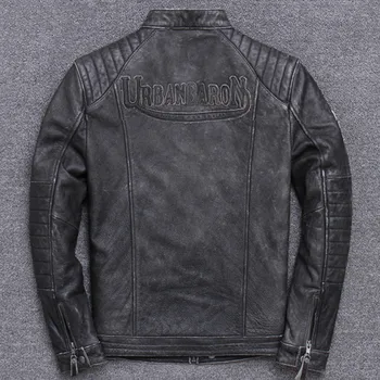 2020 Hombres del Cuero Genuino Chaquetas Vintage de Cuero de la Motocicleta Chaquetas de Cuero Marrón, Negro Abrigo de Cuero para hombres