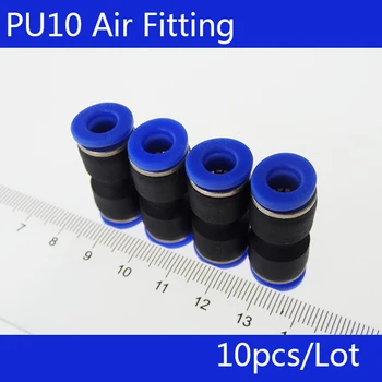 De alta calidad PU10 de 10 piezas 10 x 10 mm de Inserción En la Tubería de Aire de Neumático One Touch Accesorios