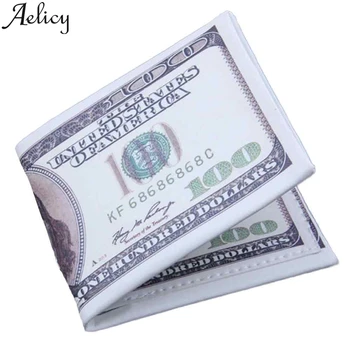 Aelicy Moda billete de un Dólar estadounidense Plegables Mujeres de los Hombres de Cuero Billeteras, Monederos de Cuero Bolso de mano Bolso Monedero de la Tarjeta de Crédito de la Cartera de Viaje