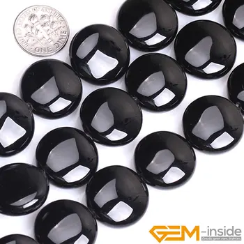 La Piedra Natural Ágatas Negras Moneda Facetas de Bolas Para la Fabricación de Joyas Hebra de 15 Pulgadas DIY de la Joyería de Diseño de Abalorios Para Pulsera Collar