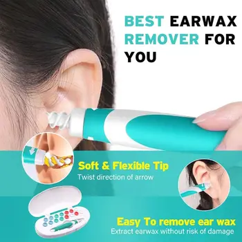 Limpiador del oído Earpick Oídos de Cera Removedor de Espiral de la Cera de los oídos con 16 Puntas de Repuesto Conjunto de Herramientas para el Cuidado