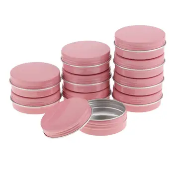 10Pcs 60 ml de Aluminio Redondo de Cosméticos Crema de Vacío Envases Bálsamo Labial Tarros de Hojalata con Tapa de rosca Plata/Rosa