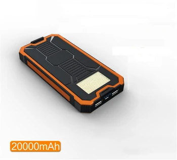 20000mAh Banco de la Energía Solar Impermeable Powerbank Cargador de Móvil con Luz de Camping de Batería Externa para el iphone 11 pro de xiaomi mi9