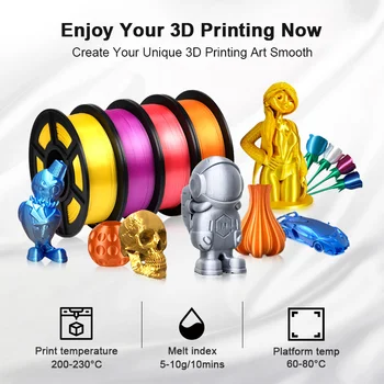 PLA Filamento del pla de la seda sffect 1 kg De Impresoras 3D Filamento de 1.75 MM 330M 2.2 libras de Seda Textura de los Recambios de Material Biodegradable