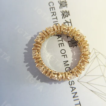 Sólido 14K oro Amarillo de Corazón Moissanite Enternity Completa de Diamante de la Banda de 3mm Df Color Para las Mujeres