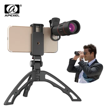 APEXEL Telescopio Zoom de 18X Teléfono Móvil de la Lente Monocular de la lente con mini selfie monopod del trípode para el iPhone Xiaomi y otros celular