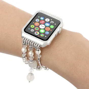 De Metal de Diamantes+ banda Para el Apple Watch de la Serie 4 3 2 1 Pulsera de las Mujeres de Reemplazo de la correa de reloj para el iWatch de 38 mm 42 mm 40 mm 44 mm