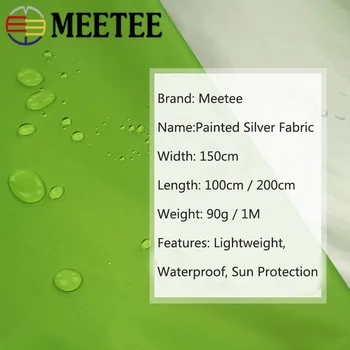 Meetee 100/200X140cm 210T Pintadas de Plata Impermeable de Poliéster, Tela de Sombra a prueba de Polvo de Tela de Paraguas de BRICOLAJE, Tienda de Coser Material