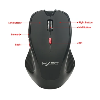 HXSJ Inalámbrico Negro Mini Bluetooth 3.0 Ratón Óptico 2400dpi Gaming Mouse