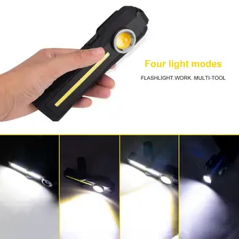 USB Recargable de la Luz de Trabajo de Dimmable LED COB Girar la Linterna Lámpara de Inspección Portátil Linterna de Camping con Magnet y Gancho